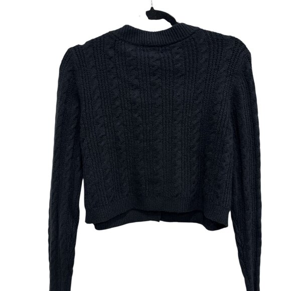 OPEN EDIT Women's Navy Black Knit Crop Cardigan SMALL - Picture 3 of 4